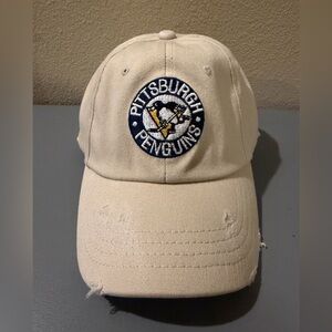 Pittsburgh Penguins Retro Brand Hat L/XL Beige Distressed Vintage NHL Dad Cap